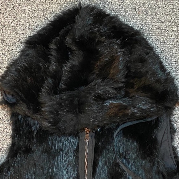 Neiman Marcus FUR Hooded Jacket Coat NEW! $885 Rabbit Vest Elie Tahari Hood xs - Picture 2 of 9